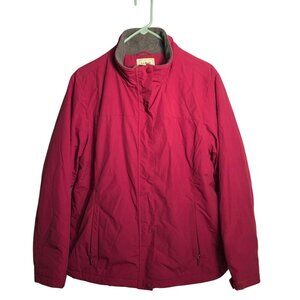 L.L.Bean Womens Fleece Jacket XL Pink Mock Neck Winter Outdoors Full Zip Hiking